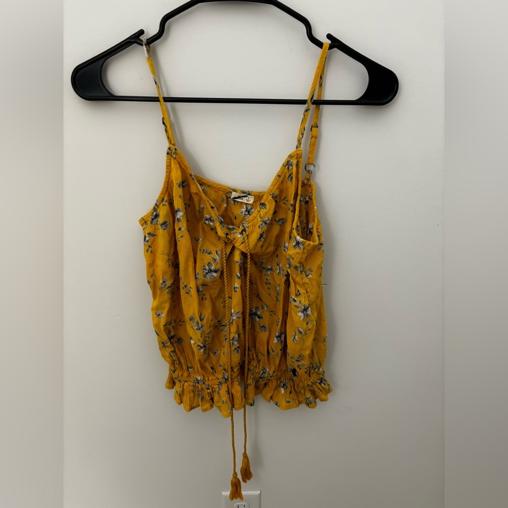 Hollister floral yellow top